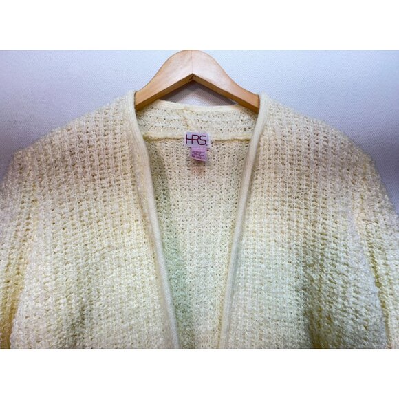 Vintage HRS Women's Open Front Cardigan Acrylic Sweater Knit Soft Size M Ivory - Picture 3 of 11